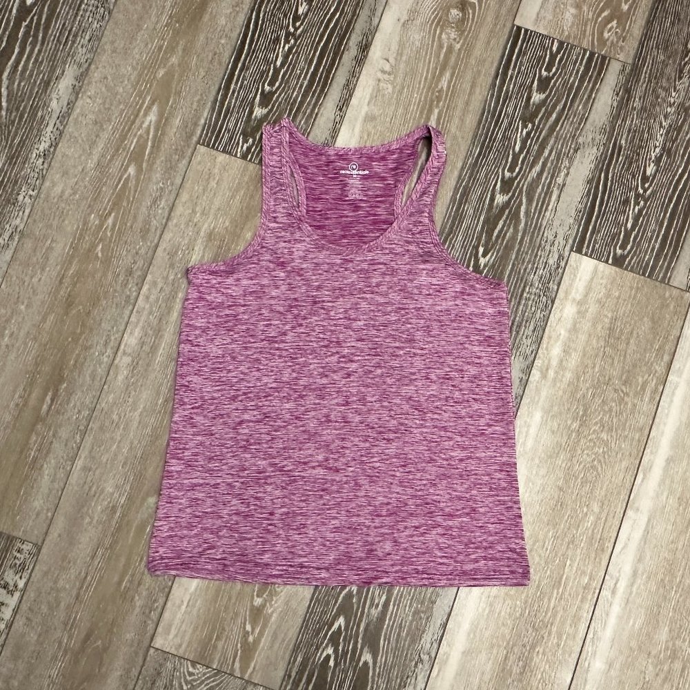 NWOT Real Essentials Sz M Racerback Tank Top Space Dye Purple